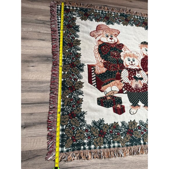 Christmas Bunny Family Tapestry Throw Blanket 46 x 59 Inches Cotton Goodwin Weav - Picture 6 of 6
